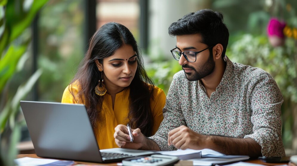 pair-young-professionals-working-together-laptop-cafe-table-filled-with-notes_1247367-76639